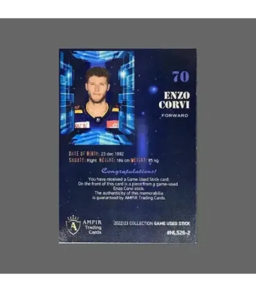 2022/23 AMPIR Game Used Stick #NLS26-2 Enzo Corvi (HC Davos)  | AMPIR Trading Cards