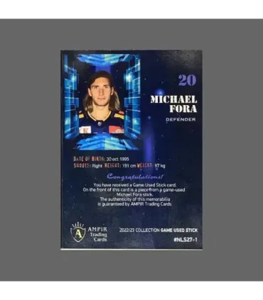 2022/23 AMPIR Game Used Stick #NLS27-1 Michael Fora (HC Davos)  | AMPIR Trading Cards