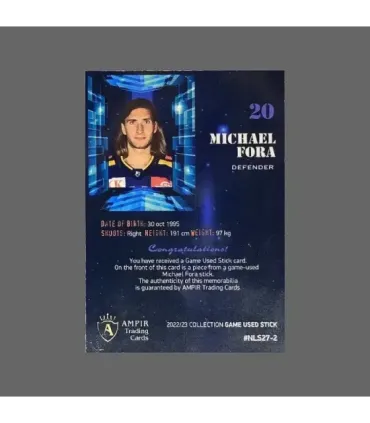 2022/23 AMPIR Game Used Stick #NLS27-2 Michael Fora (HC Davos)  | AMPIR Trading Cards